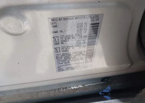 2015 Nissan Rogue Sl from USA, damaged, VIN 5N1AT2MT4FC798694